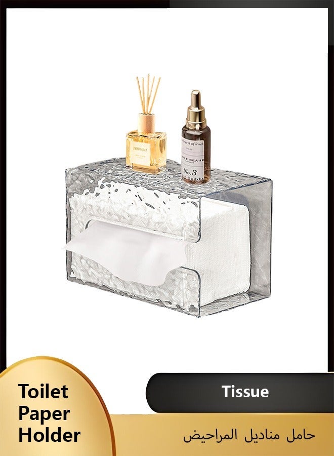 QERO Acrylic Tissue Box Cover, Wall Mount Paper Holder Box for Bathroom Wipe Dispenser, Clear Toilet Paper Organizer for Kitchen Living Room Restaurant and Hotel - Image 1