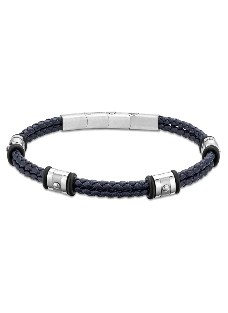 Ducati Corse Contesa Blue Leather Strap Gents Bracelet with Magnetic Clasp210 mm