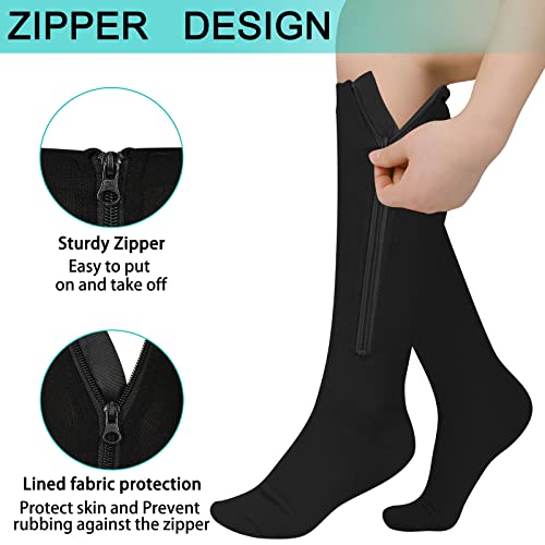 Athbavib 2 Pairs Zipper Compression Socks, 15-20 mmHg Closed Toe Compression Stocking with Zipper for Women and Men - Image 5