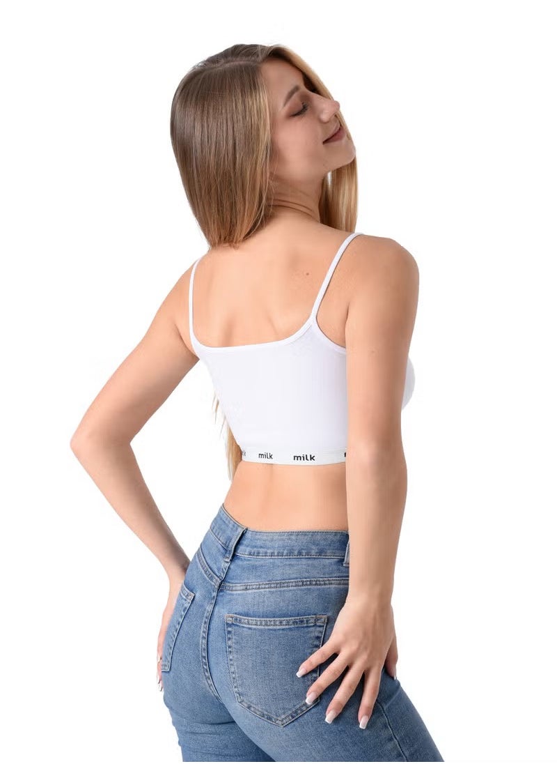 Milk Women Soft Non Padded Bra (Spaghetti Strap) White  - Image 3