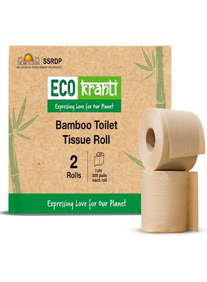 Eco Kranti - Bamboo Toilet Tissue Roll | 300 Pulls x 2 Packs | 100% Natural | Soft & Highly Absorbent | Biodegradable, Compostable & Eco-Friendly | Travel Friendly | Chemical-Free & Hypoallergenic - Image 1