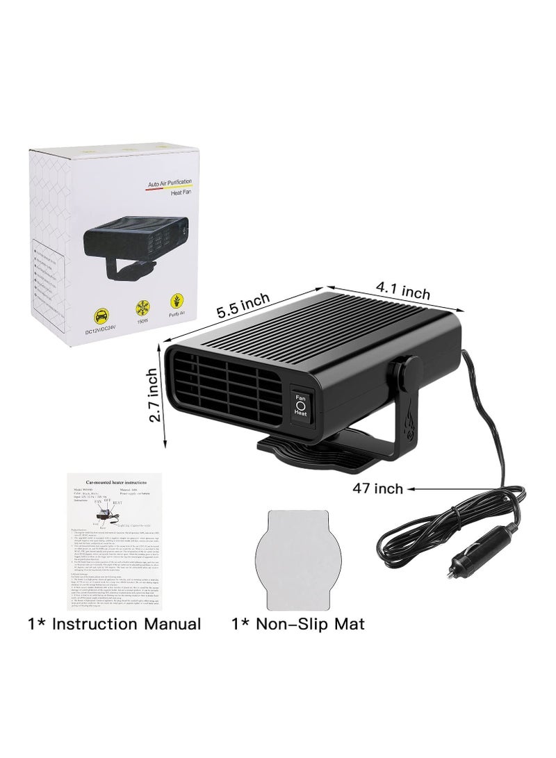 SYOSI 12V Heater Fa Portable Car Heating Fan Window Defroster Demister Air Purifier Hot Golf Cart Truck Camping That Plugs Into Cigarette Lighter  - Image 4