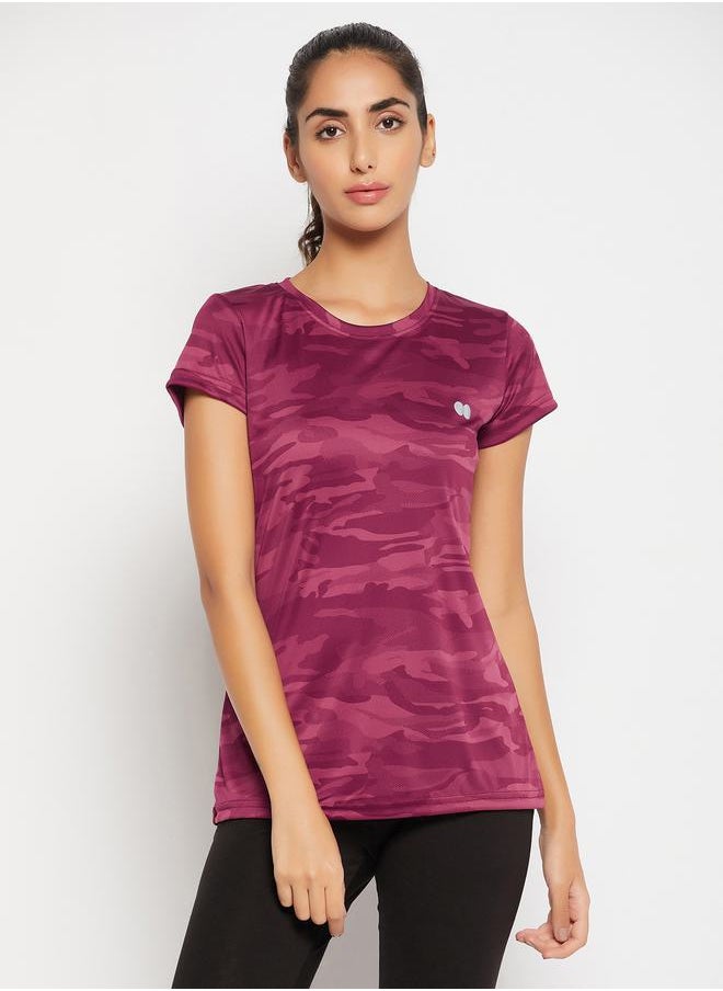 Clovia Camo Print Active T-Shirt with Short Sleeves by Styli  - Image 3