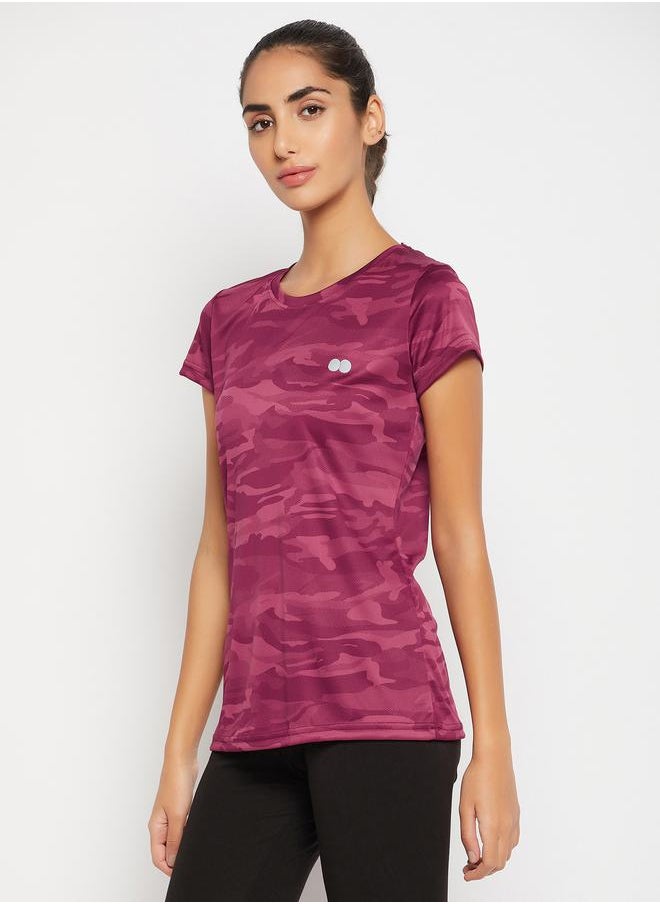 Clovia Camo Print Active T-Shirt with Short Sleeves by Styli  - Image 4