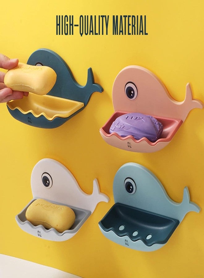 Craftlayout (Pack of 2) Fish Shape Soap Dish Wall Mounted | Adhesive Waterproof Soap Stand Holder for Bathroom & Kitchen Sink | Plastic Double Layer Soap Dish with Strong Magic Sticker (Random Color) - Image 4
