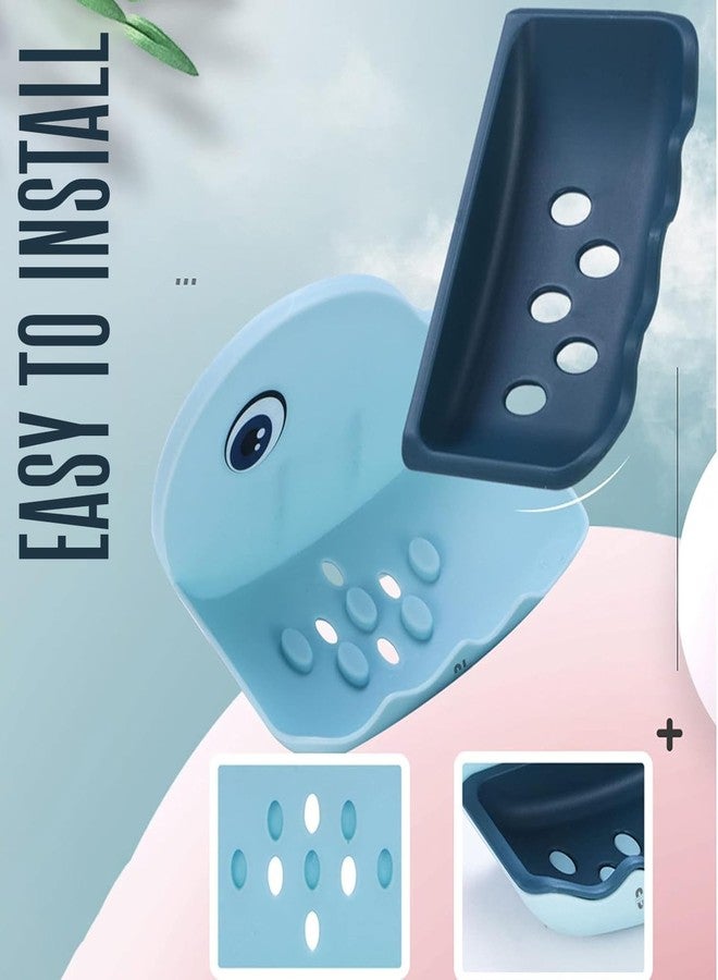 Craftlayout (Pack of 2) Fish Shape Soap Dish Wall Mounted | Adhesive Waterproof Soap Stand Holder for Bathroom & Kitchen Sink | Plastic Double Layer Soap Dish with Strong Magic Sticker (Random Color) - Image 3
