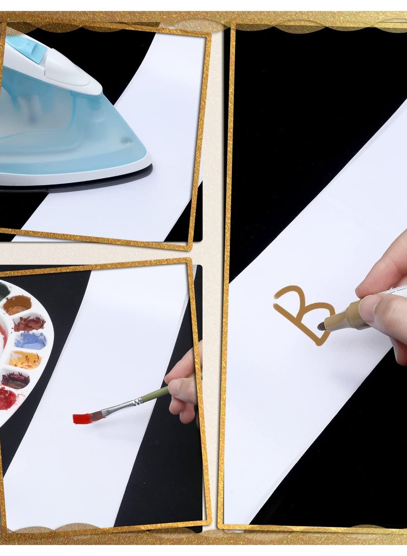 SOLARAE 36 قطعة شريط ساتان فارغ لمسابقة الجمال، شرائط DIY لمسابقة الجمال، الزفاف، عيد الميلاد، حفلة التخرج، زينة حفلة العزوبية (أبيض) - Image 4