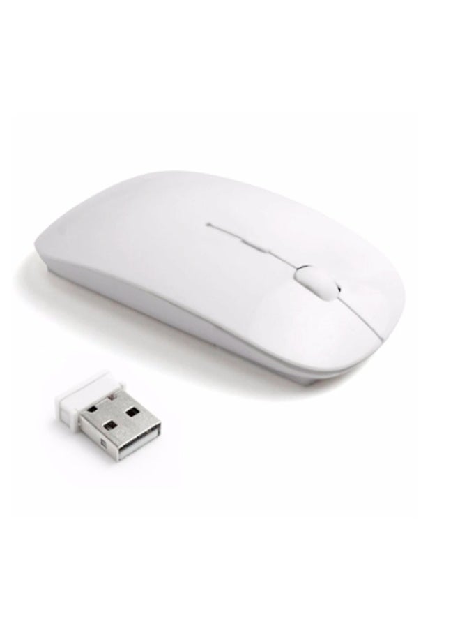 fashionhome Portable 2.4GHz Slim Silent Click Wireless Optical Laser Ergonomic Mouse with USB Receiver Long Range Wireless Mouse for Laptop & PC White  - Image 1