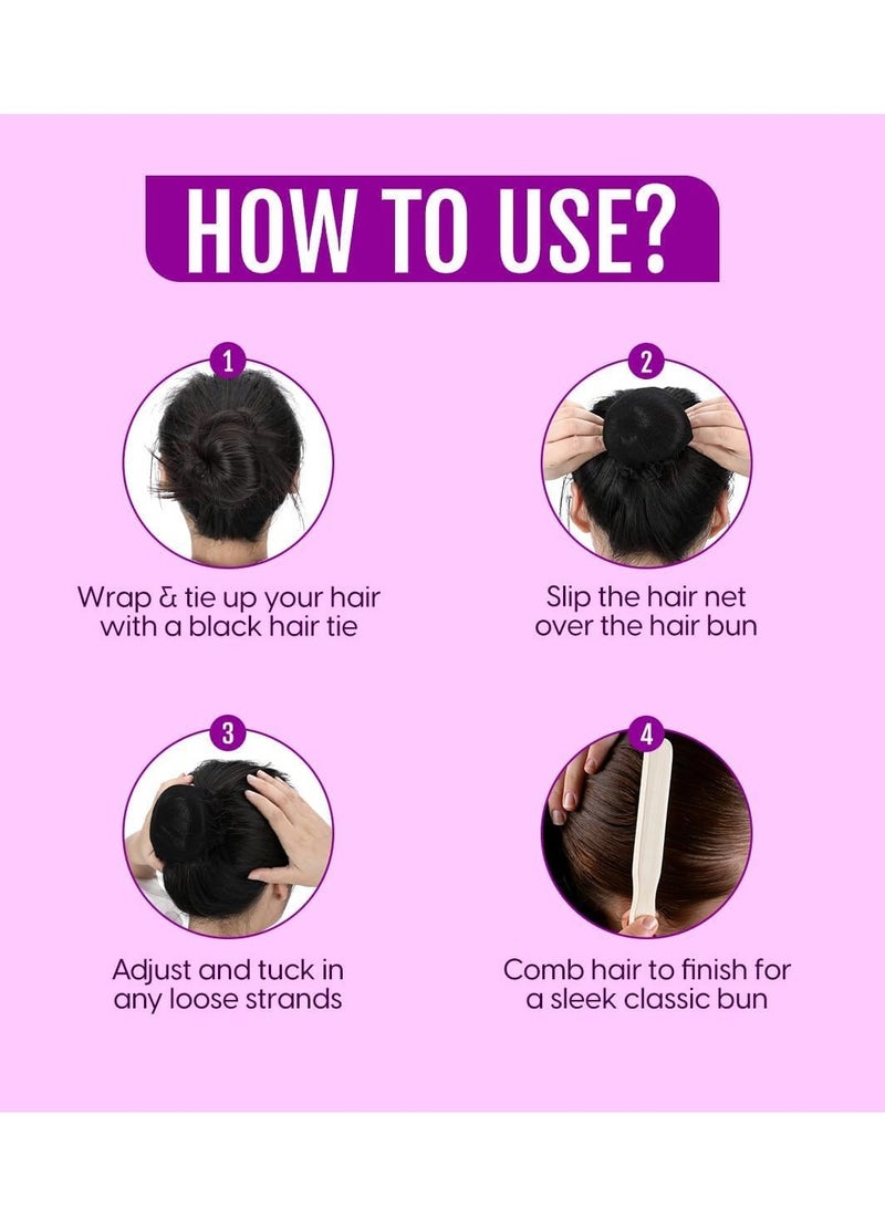 مملكة الإكسسوارات كعكة شعر وتاج من أكسسورايز كينغدوم مزينة بزهرة من أحجار الراين | غطاء شبكي أنيق للفتيات والنساء (أسود 1) - Image 4