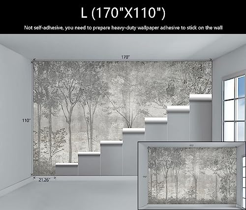 WFBHUA-Vintage Forest Woodland Mural Wallpaper Gray Old Wall Tree Wallpaper for Bedroom Living Room(Not Peel and Stick) - Image 4