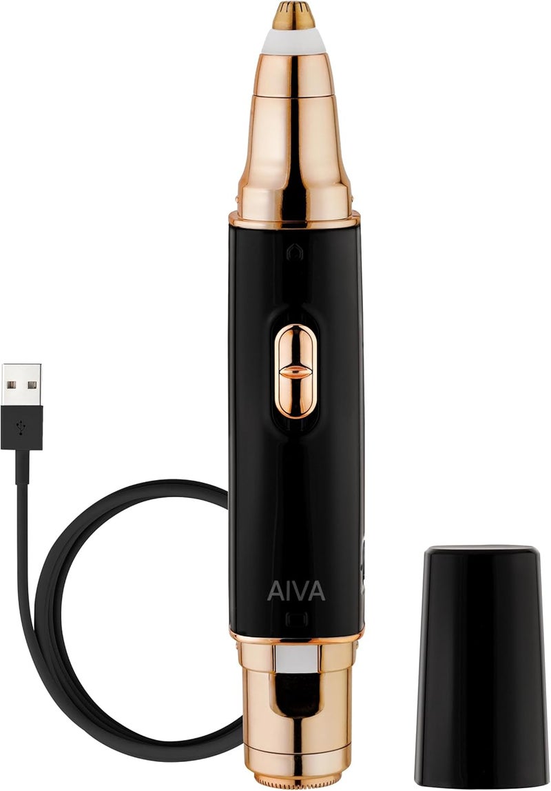SPA SCIENCES AIVA 2in1Double Sided Facial Hair Remover  Eyebrow Trimmer USB Rechargeable with Builtin LED Lights