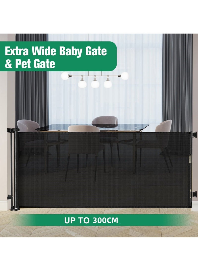 والالا بوابة أطفال عريضة جدًا بطول 3 أمتار للفتحات الكبيرة، بوابات أطفال قابلة للسحب للمداخل، بوابة أطفال طويلة جدًا، بوابات للحيوانات الأليفة - Image 3