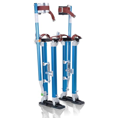 Hooomyai Drywall Stilts 18-30 inch Adjustable Height Aluminum Painting Tool Stilt with Knee Pads Protection Ideal for Painting, Finishing, and Cleaning – Blue - Image 1