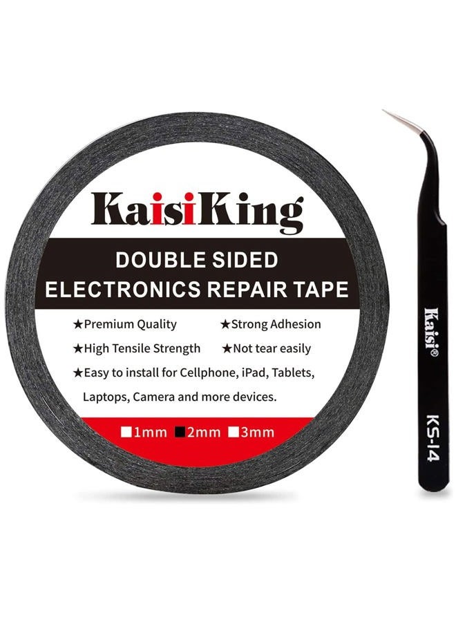 Kaisiking 2mm LCD Repair Tape for Phone Screen, Adhesive Tape with 1 Tweezers for Cell Phone, iPad, Tablets, Laptops, Camera - Image 1