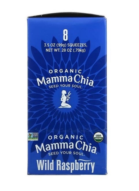 Organic Chia Squeeze Vitality Snack Wild Raspberry 8 Squeezes 3.5 oz  99 g Each