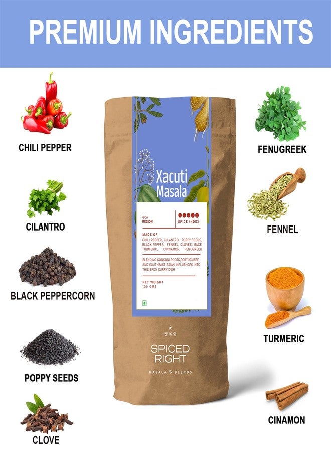Spiced Right Xacuti Masala: 100g Authentic Goan Spice Blend for Chicken, Prawn, Mutton & Paneer, Rich, Aromatic Curry Masala for Traditional Xacuti Dishes, No Artificial Flavouring or Colouring - Image 5