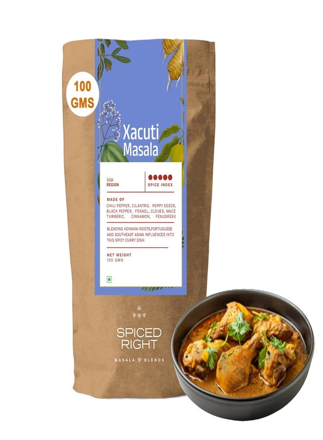 Spiced Right Xacuti Masala: 100g Authentic Goan Spice Blend for Chicken, Prawn, Mutton & Paneer, Rich, Aromatic Curry Masala for Traditional Xacuti Dishes, No Artificial Flavouring or Colouring - Image 1