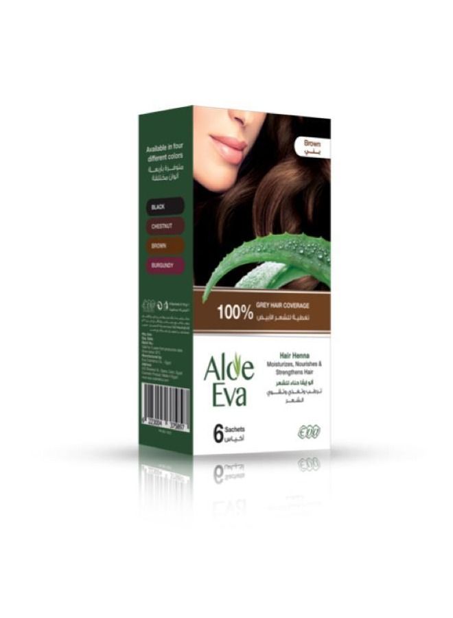 Eva ALOE EVA HAIR HENNA Brown 10 GM * 6 SACHETS - Image 2