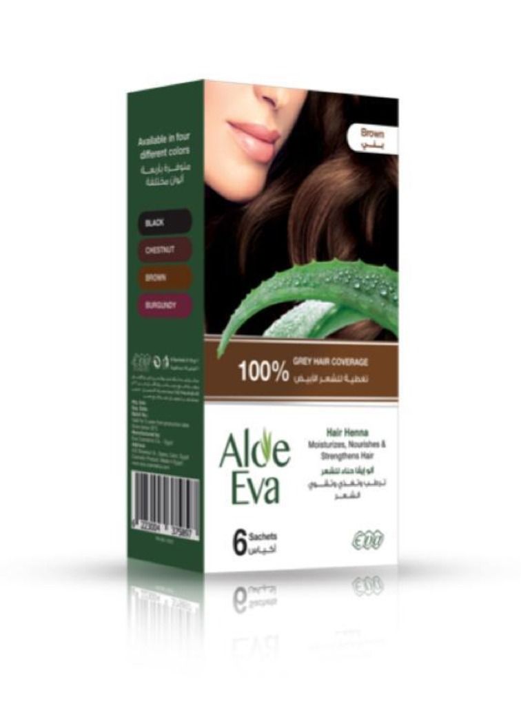 ALOE EVA HAIR HENNA Brown 10 GM * 6 SACHETS