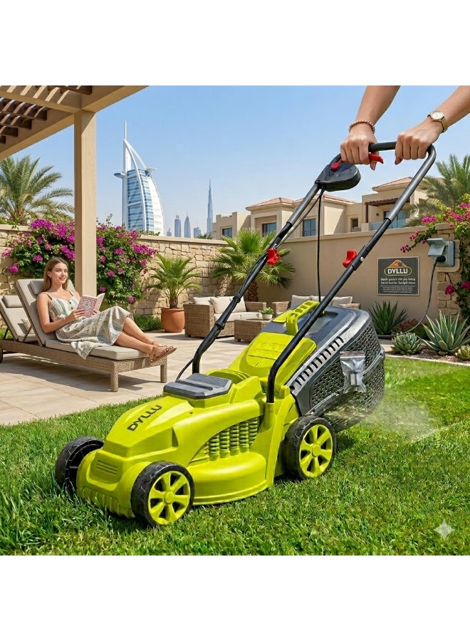 DYLLU Electric Lawn Mower 1200W 320mm Grass Cutter Compact Lightweight Garden Cutting Machine with Adjustable Height for Small to Medium Yards - Image 3