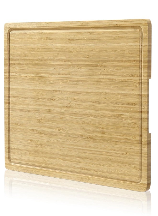 Takywep 20"x15" Large Wood Cutting Board for Kitchen, Bamboo Cheese Charcuterie Board, Butcher Chopping Block, with Juice Grooves and Handles - Image 1