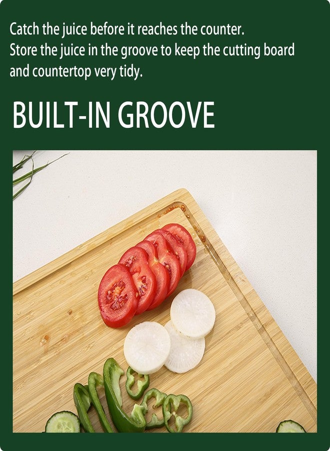 Takywep 20"x15" Large Wood Cutting Board for Kitchen, Bamboo Cheese Charcuterie Board, Butcher Chopping Block, with Juice Grooves and Handles - Image 3