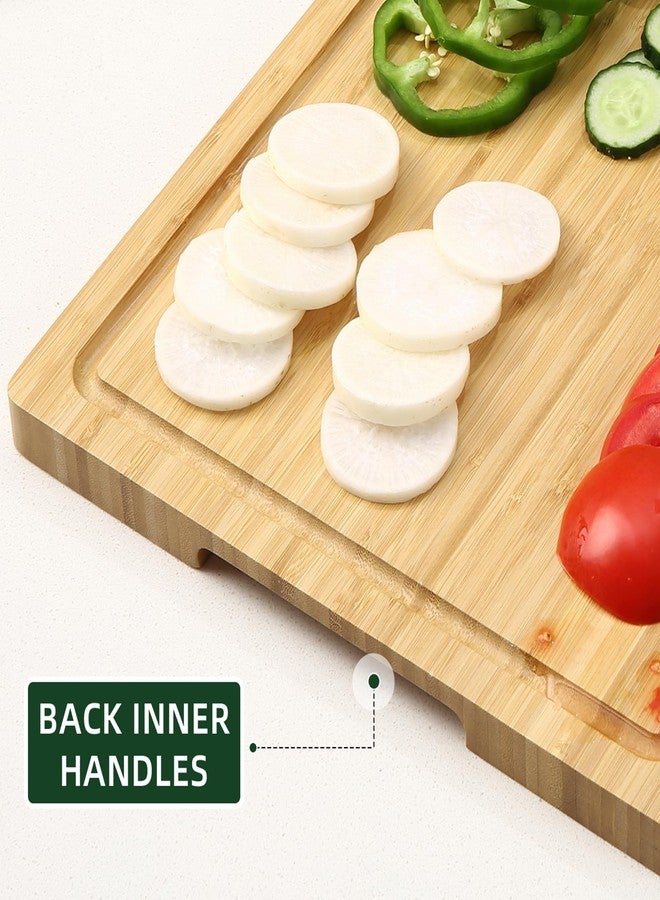 Takywep 20"x15" Large Wood Cutting Board for Kitchen, Bamboo Cheese Charcuterie Board, Butcher Chopping Block, with Juice Grooves and Handles - Image 4