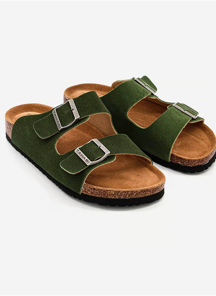 YOMA Women's Double Buckle Strap Cork Slides Classic Double-Strap Sandals - Unisex  - Image 1
