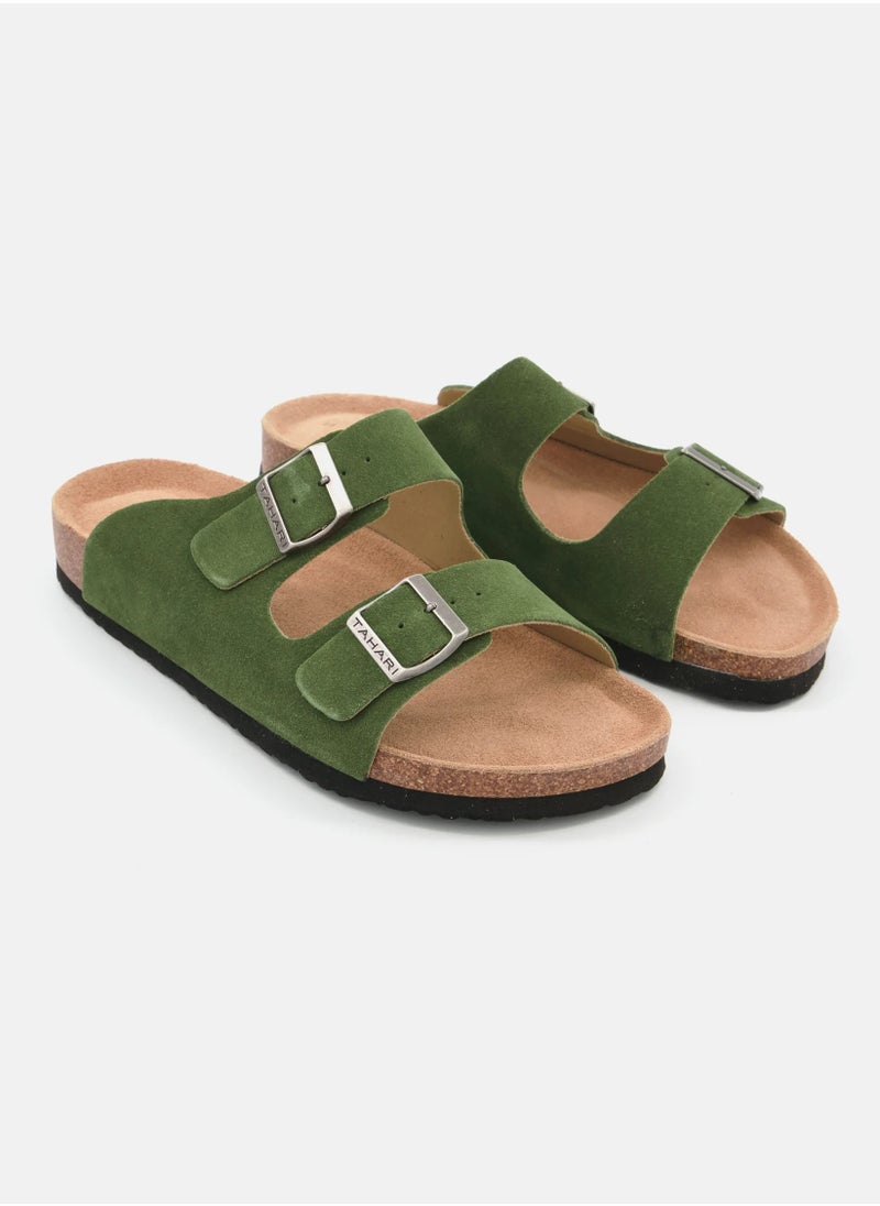 YOMA Women's Double Buckle Strap Cork Slides Classic Double-Strap Sandals - Unisex  - Image 2
