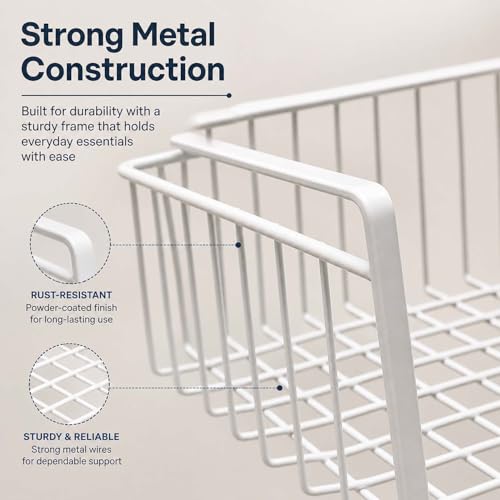 Go Hooked 12 Inch Under Shelf Basket Powder Coated Iron White Space Saving Durable Efficient Compact Versatile Sturdy Organize Heavy Duty Convenient Practical - Image 4