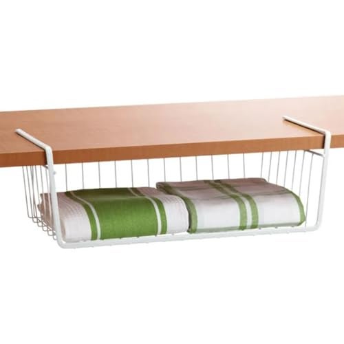 Go Hooked 12 Inch Under Shelf Basket Powder Coated Iron White Space Saving Durable Efficient Compact Versatile Sturdy Organize Heavy Duty Convenient Practical - Image 1