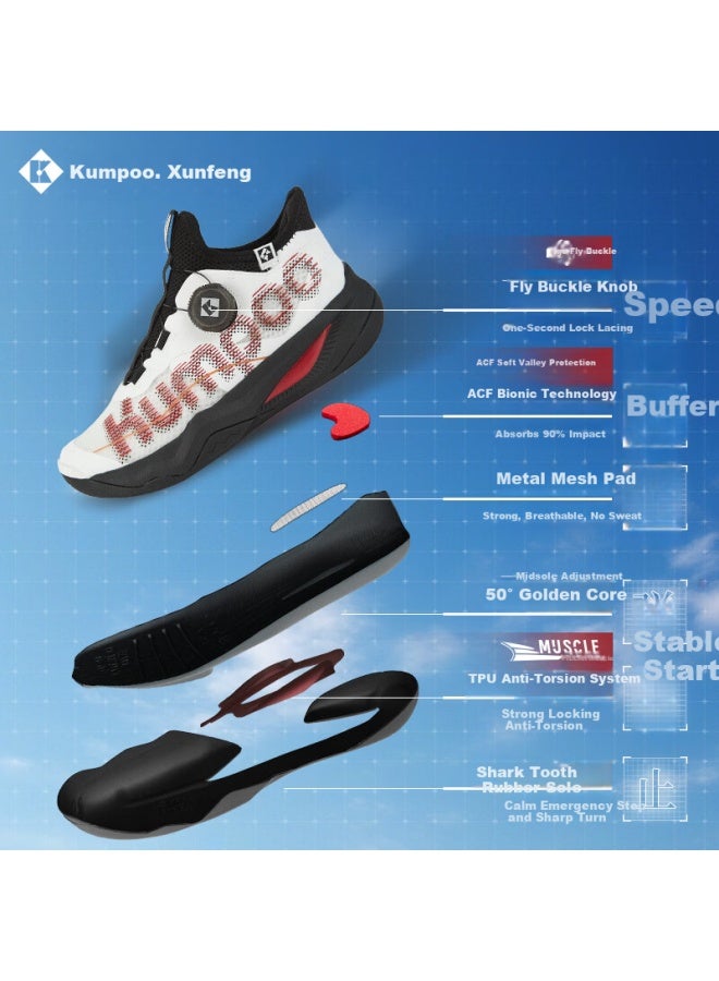Kumpoo 26th Anniversary New Kids' Breathable Shock-absorbing Anti-twist Non-slip Badminton Shoes Kh-jg826s White Size 31 - Image 2