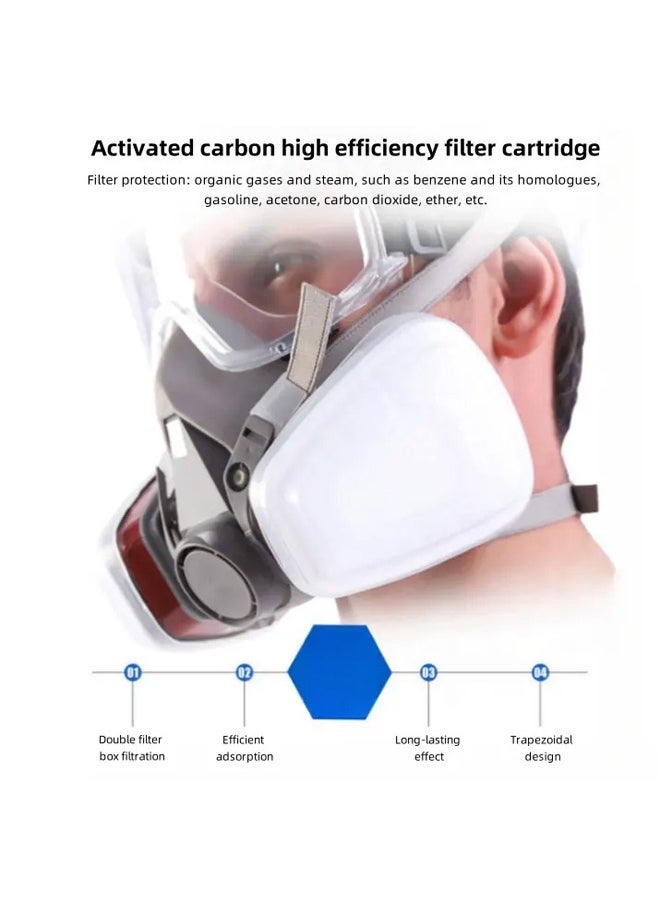 Reusable Respirator Half Facep Gas Mask，Half Facepiece Gas Mask with Safety Glasses Reusable Professional Breathing Protection Against Dust,Chemicals,Pesticide and Organic Vapors, Perfect for Painte - Image 3