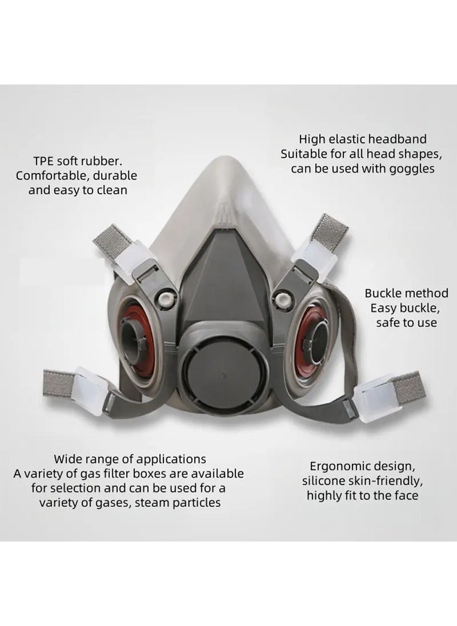 Reusable Respirator Half Facep Gas Mask，Half Facepiece Gas Mask with Safety Glasses Reusable Professional Breathing Protection Against Dust,Chemicals,Pesticide and Organic Vapors, Perfect for Painte - Image 5