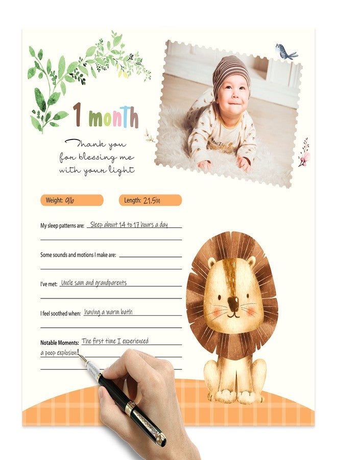 Monking Baby's First Year Calendar with Stickers - 1st Year Tracker and Memory Book for Girls and Boys - Document and Cherish Milestones with Pocket and Drill Free Adhesive Hook - Image 5