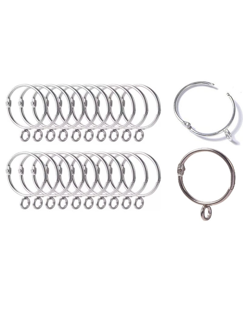 Sprinters 20 Pcs Pack Openable Curtain Rings Open and Close Metal Rustproof Drapery Loops with Eyelet For Hook Pins, Curtain Rings For Living Room, Door Curtain, Shower Curtains (Silver) - Image 1