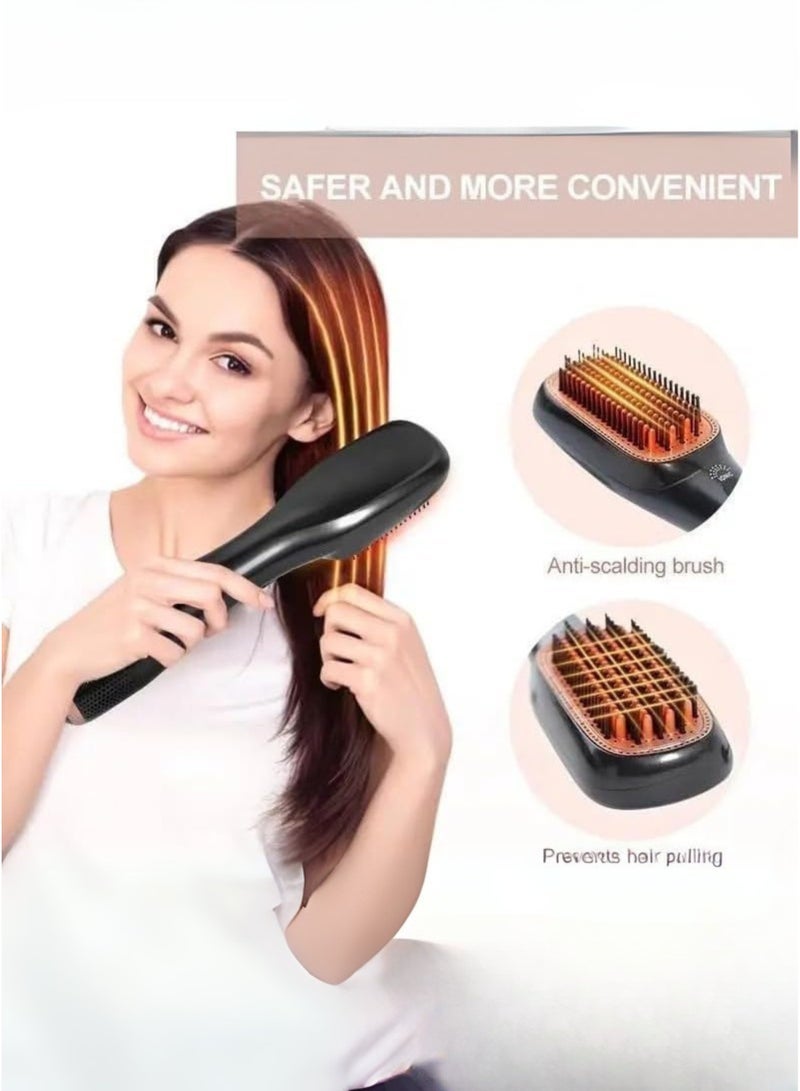 JOY CARE Joy 3-in-1 Professional Hair Styling Brush – Hot Air Blow Dryer, Volumizer & Straightener in Elegant Black/Rose Gold | Ionic Ceramic Technology, 3 Heat/Speed Settings, Cool Shot, Dual Voltage & Travel Pouch for Frizz-Free, Salon-Smooth Hair at Home or On-The-Go - Image 3