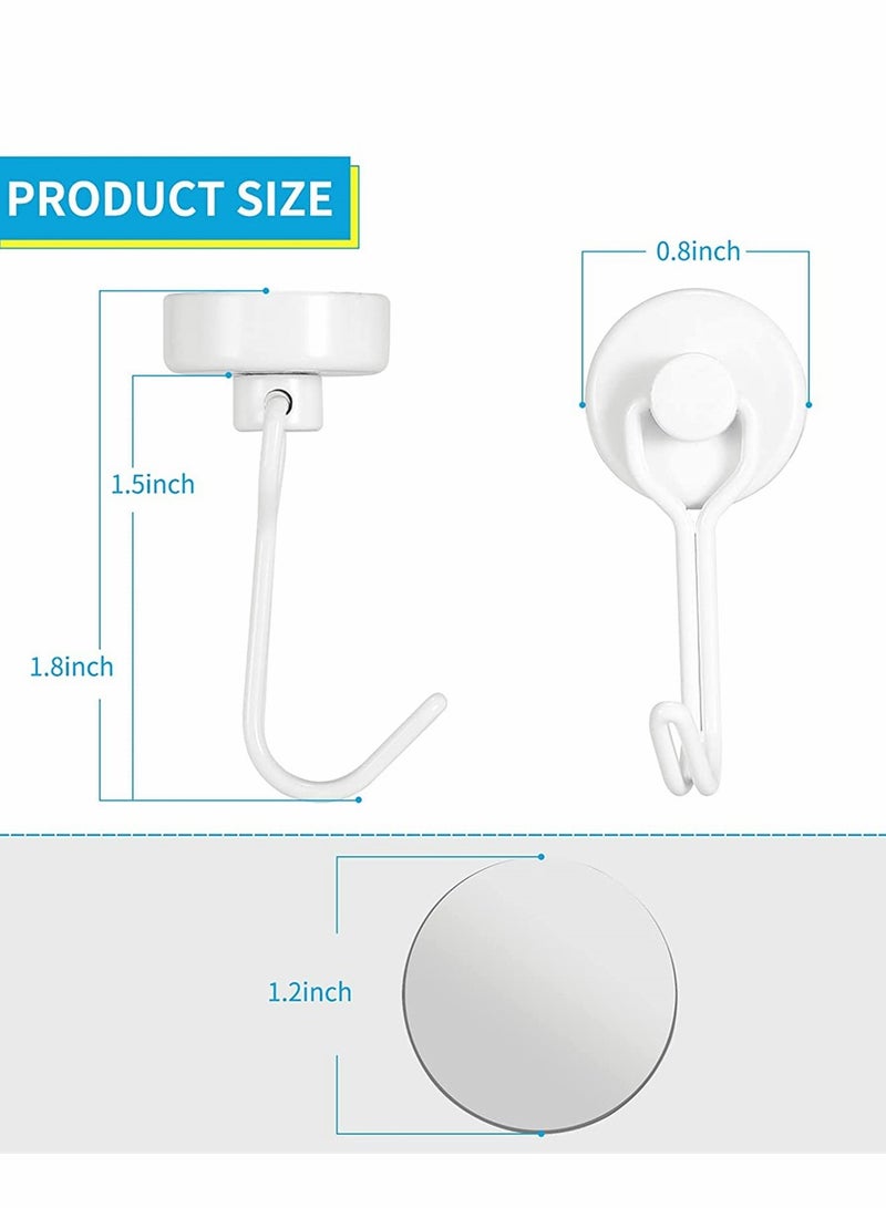 Excefore Magnetic Hooks Pack of 6 White Heavy Duty Strong Neodymium Magnet Hook 30 Lbs with Rust Proof for Indoor Outdoor Hanging Refrigerator Grill Kitchen Key Holder Locker Classroom  - Image 2