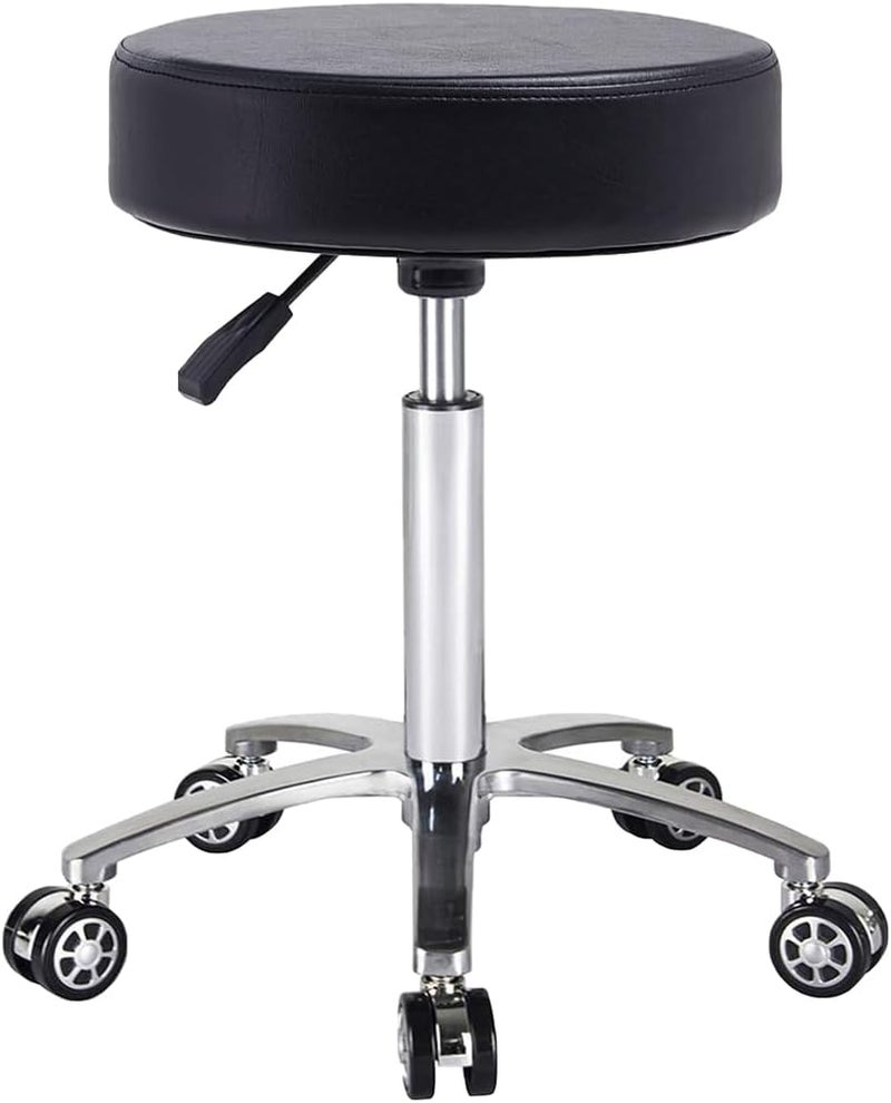 Antlu Rolling Stool Swivel Chair for Office Medical Salon Tattoo Kitchen Massage Work,Adjustable Height Hydraulic Stool with Wheels (Black) - Image 1
