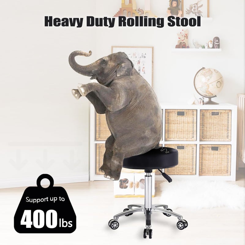 Antlu Rolling Stool Swivel Chair for Office Medical Salon Tattoo Kitchen Massage Work,Adjustable Height Hydraulic Stool with Wheels (Black) - Image 4