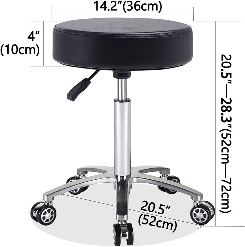 Antlu Rolling Stool Swivel Chair for Office Medical Salon Tattoo Kitchen Massage Work,Adjustable Height Hydraulic Stool with Wheels (Black) - Image 2