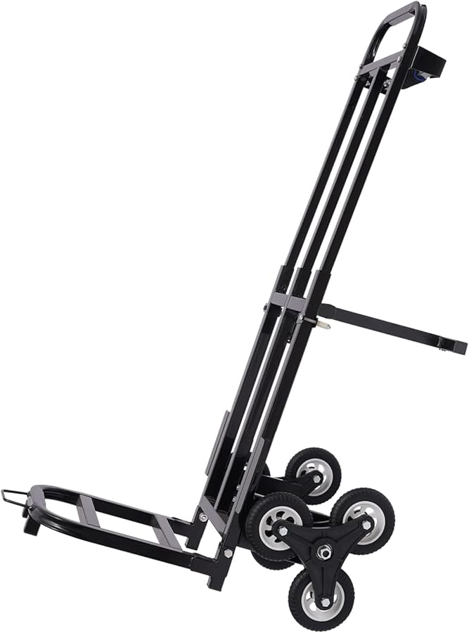 6 عجلات عربة يدوية قابلة للطي لتسلق السلالم بسعة 460 رطلاً لنقل المكاتب والمستودعات - Image 1