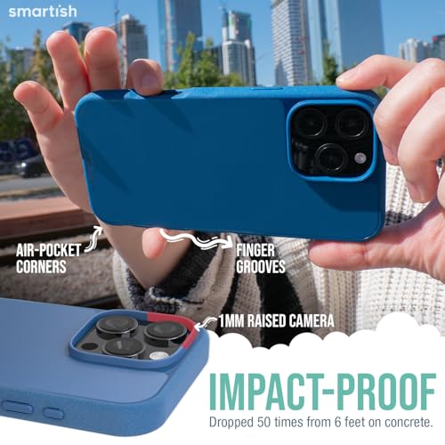 Smartish® iPhone 16 Pro Magnetic Case - Gripmunk Compatible with MagSafe [Lightweight + Protective] Slim & Thin Grip Cover with Microfiber Lining for Apple iPhone 16 Pro - Blues on The Green - Image 4