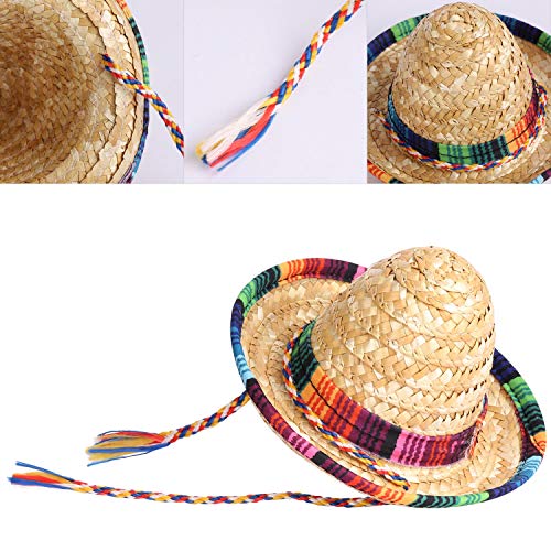 BTYMS 8 Pieces Mini Sombrero Party Hats Fiesta Party Decorations Party Supplies Sombrero Costume Hats for Table, Dolls, Dogs- 5.9 Inch - Image 5