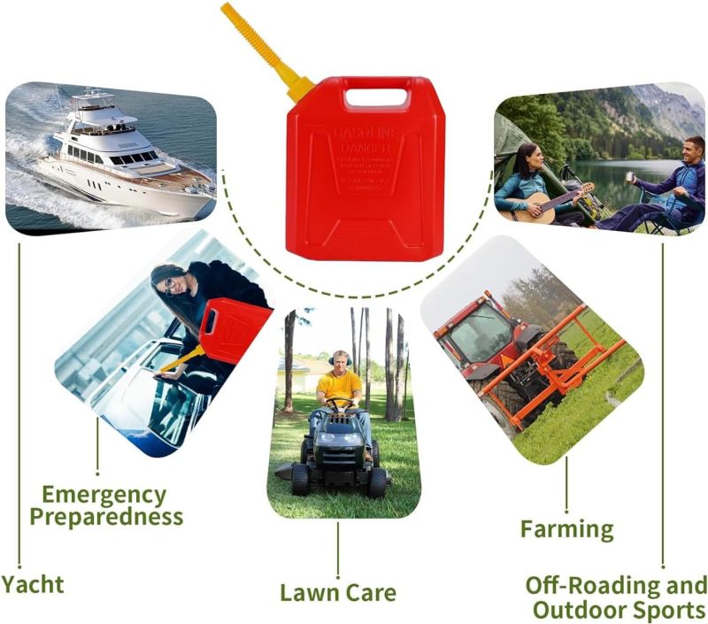 استبدال فوهة علبة الوقود: 5 مجموعات من البولي إيثيلين عالي الكثافة (HDPE) الصفراء - فوهة علبة وقود ذات تصميم مضاد للتسرب لإصلاح علبات الوقود والصيانة وإعادة التزويد بالوقود في الهواء الطلق - Image 5