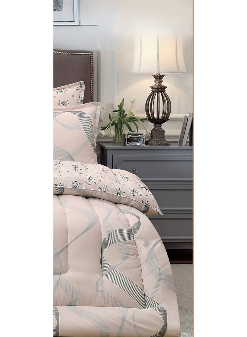 لوفيرا طقم مفرش نفرين ملكي لحاف قماش متين وناعم ونقشة عصرية 8 قطع مقاس 240*260 سم - Image 3