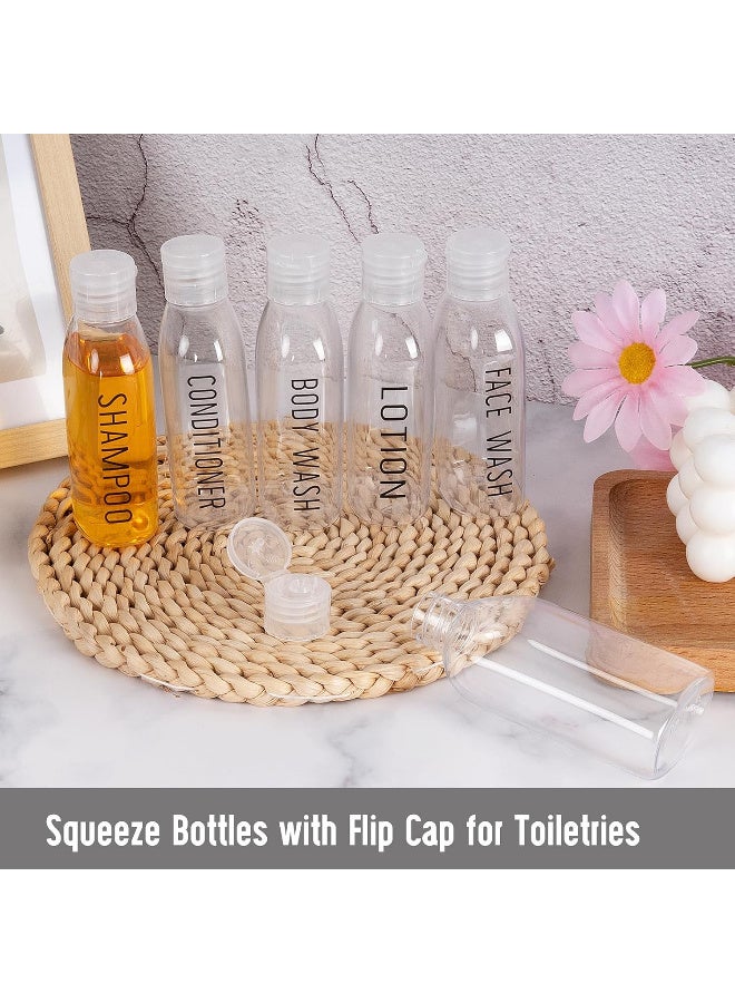 Bincoo Travel Cosmetic Bottles, 3.4 oz/6 Pack, 100 ml, TSA Approved Lotion Bottles Travel Size, Leakproof, Squeeze Bottles with Flip Cap for Toiletries, Makeup, Shampoo, Lotion (Clear) - Image 2