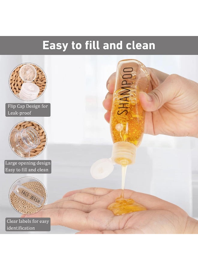 Bincoo Travel Cosmetic Bottles, 3.4 oz/6 Pack, 100 ml, TSA Approved Lotion Bottles Travel Size, Leakproof, Squeeze Bottles with Flip Cap for Toiletries, Makeup, Shampoo, Lotion (Clear) - Image 4