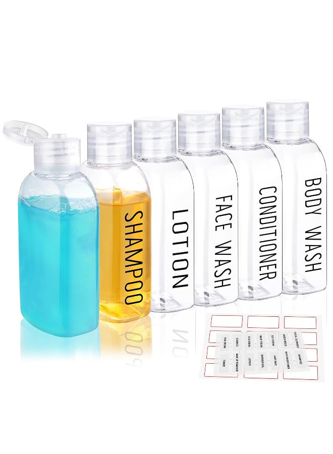Bincoo Travel Cosmetic Bottles, 3.4 oz/6 Pack, 100 ml, TSA Approved Lotion Bottles Travel Size, Leakproof, Squeeze Bottles with Flip Cap for Toiletries, Makeup, Shampoo, Lotion (Clear) - Image 1