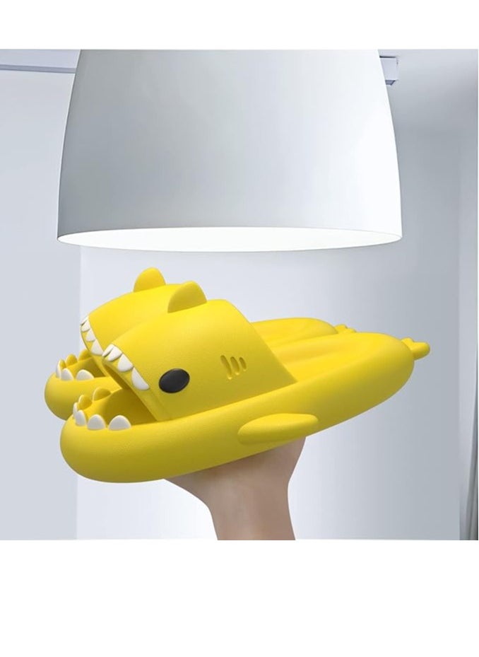 AIWANTO - Shark Slippers Kids Shark Themed Cute Slipper Anti-Slip Novelty Open Toe Slides For Boy Girls (Yellow-31EU) - Image 1